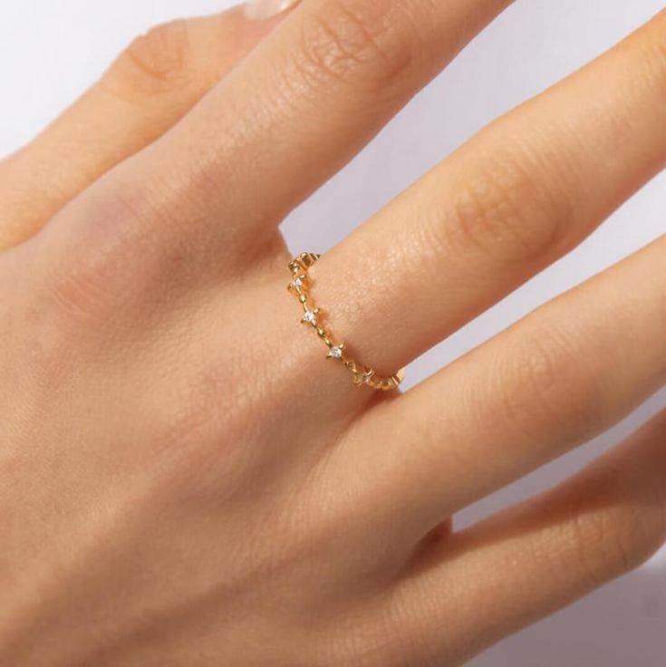 Dainty cz ring 18k gold plated ring Delicate ring Sterling | Etsy Dainty Tarnish Resistant Crystal Promise Ring, Minimalist Yellow Gold Crystal Ring With Tarnish Resistance, Minimalist Tarnish Resistant Yellow Gold Crystal Ring, Gold Plated Minimalist Crystal Promise Ring, Dainty Gold-plated Stackable Rings, Gold Dainty Crystal Ring With Simple Design, Minimalist Gold Plated Crystal Promise Ring, Dainty Open Ring Tarnish Resistant, Dainty Gold Crystal Ring