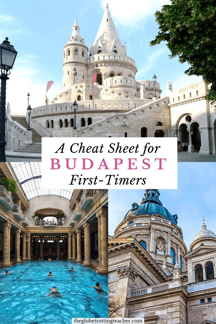 some buildings and water with text overlay reading a chat sheet for budapest first - timers