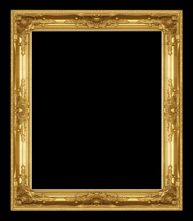 an ornate gold frame on a black background