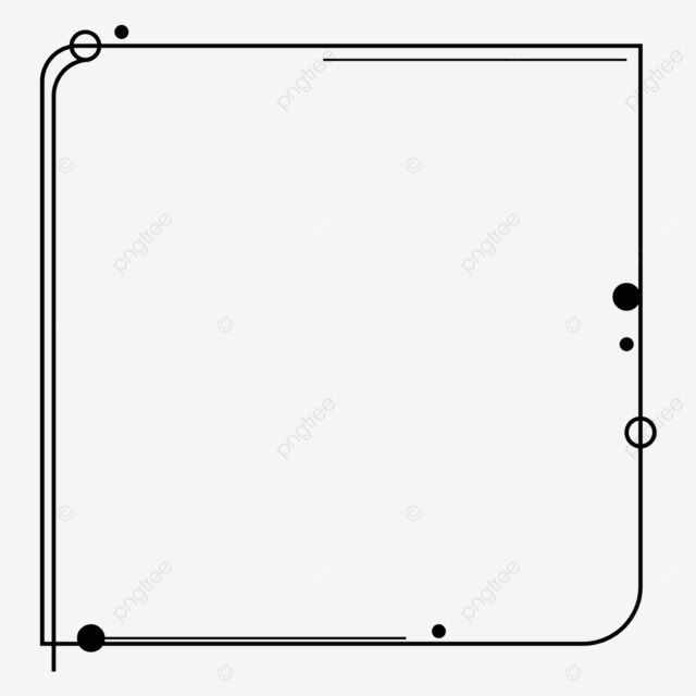 a black and white drawing of a square frame with dots on the edges, line, border png and psd