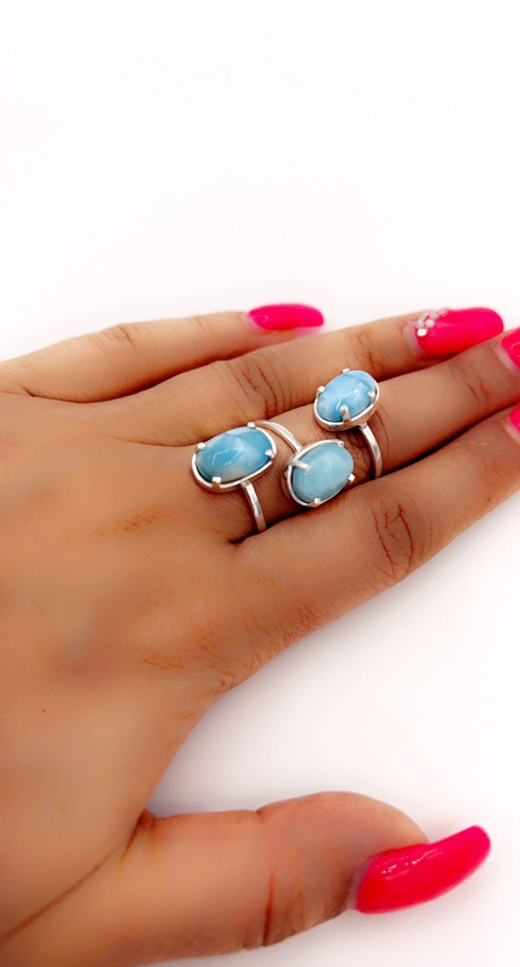 Organic Rustic Natural Raw Larimar Slice Alternative Engagement Ring. Larimar Ring. Larimar Handmade Ring. Rustic Larimar Handmade Blue Turquoise Larimar Ring, Adjustable Blue Larimar Ring, Adjustable Larimar Rings As Gift, Adjustable Larimar Turquoise Ring, Adjustable Turquoise Larimar Ring, Larimar Rings, Midi Rings, Alternative Engagement Rings, Handmade Ring