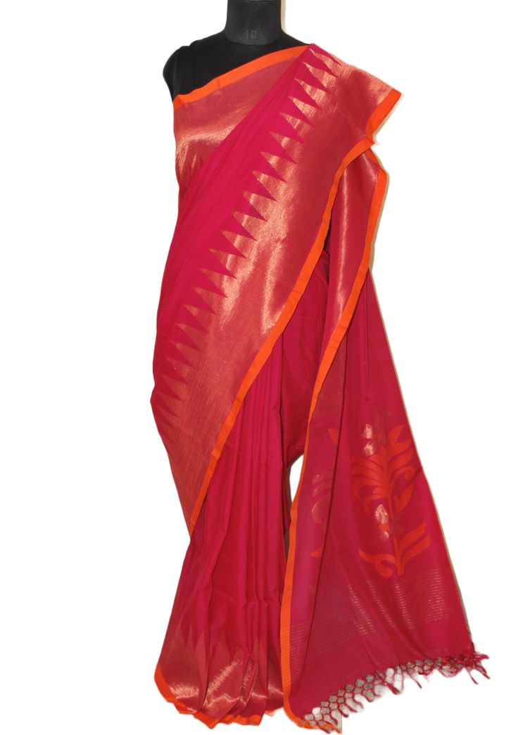 This Double Warp Kangivaram Soft Cotton Saree is a perfect and unique choice for your occasional and party wear.Pure Kadiyal Work Soft Cotton Kangivaram Saree with Sumptuous Crowned Temple Border and Contrast Selvage This lightweight yet durable fabric is carefully handcrafted and weaved to ensure a beautiful finish. Quality and style are combined to create a luxurious look that you’ll love. Kangivaram Soft Cotton Saree. West Bengal Weaving Cluster Kadhwa Border. Unstitched Matching Blouse Piece Soft Cotton Saree, Indian Designer Dresses, Readymade Saree, Dresses Traditional, Hand Woven Textiles, Clothing Websites, West Bengal, Designer Dresses Indian, Traditional Clothes