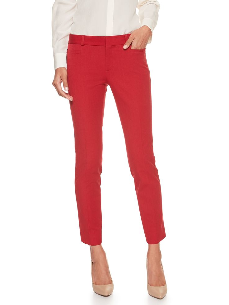 Red Sloan pants Tapered Pants Outfit, Womens Slacks, Homecoming Outfit, Slacks For Women, Classic Wardrobe Staples, Red Pants, Banana Republic Factory, Women Pants, Tapered Pants