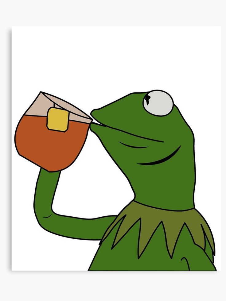 kermie the frog drinking tea art print