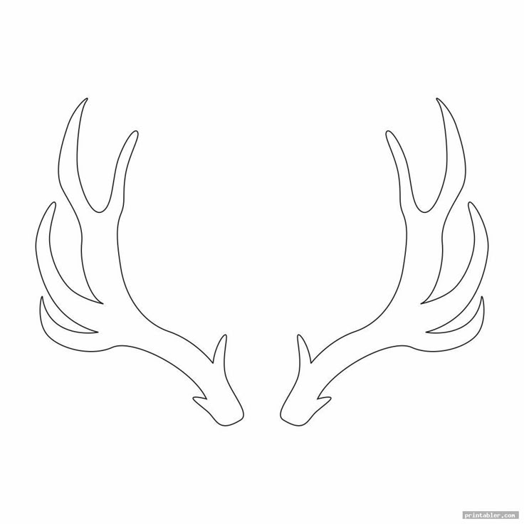 the outline of two deer's antlers with large horns on their heads, facing each other