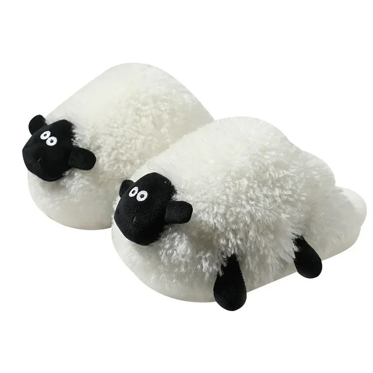 Lovely Little Sheep Slippers Men Women New Winter Indoor Household Plush Warm Comfortable Flat Shoes Cartoon Lamb, Fox Slippers, Dog Slippers, Indoor Outdoor Slippers, Fluffy Slippers, Comfy Slippers, Pet Supplements, Embroidery Shoes, Outdoor Slippers