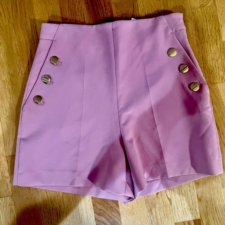 Nwt Zara Pleated Pink Shorts, Gold Button Details On The Sides. Size Small And Medium Available Pink Summer Bottoms With Buttons, Spring Bottoms With Snap Buttons For Day Out, Chic Summer Bottoms With Button Zip Fly, Snap Button Bottoms For Day Out In Spring, Pink Bottoms With Short Inseam For Workwear, High-waisted Shorts With Buttons For Day Out, Trendy Workwear Shorts With Buttons, Short Bottoms With Snap Buttons For Summer, Fitted Zara Bottoms With Buttons