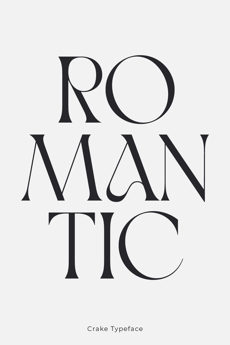 the text ro man tic in black and white on a white background with an image of