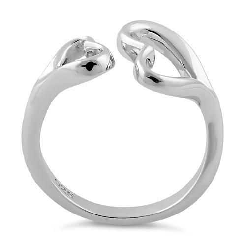 Top of ring height: 12.3mm

Band width: 2.2mm

Shank width: 2.5mm



Metal: 925 sterling silver

Plating: rhodium plated

Finish: high polish Elegant Sterling Silver Stackable Rings With Open Heart, Sterling Silver Rings With Polished Finish For Promise, Classic Silver Open Heart Rings, Sterling Silver Open Heart Promise Ring, Classic Silver Sterling Heart Ring, Classic Sterling Silver Open Heart Ring, Modern Sterling Silver Bypass Ring For Anniversary, Promise Ring With Sterling Silver And Open Band, Silver Open Band Promise Midi Rings