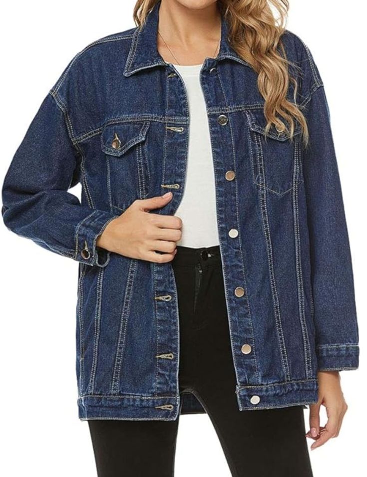 PRICES MAY VARY. Button down closure Turndown collar; two side hand pockets, two chest pockets and 2 roomy inner pockets; buttoned cuffs; washed distressed denim design; aztec print and frayed hem details for orange color style This oversized jean jacket for women, made of soft, lightweight and comfortable cotton blend fabrics; suitable for daily work, school, workday wear or street wear, nights out, travel, weekends, holiday, etc fashionable and vintage oversized jean jackets denim shacket for women, perfect for fall and spring; as a lightweight denim shirt jacket matching with dress for a elegant vibe; as a classic denim jacket matching with crop tops, skinny jeans, leggings for a stylish look All of PUWEI items are US SIZE; model height: 5'8'', model BWH: 33'' bust, 24'' waist, 35'' hip Fashion Boyfriend, Long Sleeve Jean Jacket, Fitted Jean Jacket, Oversized Jean Jacket, Oversized Jeans, Denim Trucker Jacket, Loose Fit Jeans, Oversized Denim Jacket, Distressed Denim Jacket