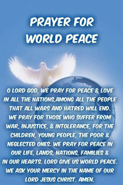 a white dove with the words prayer for world peace