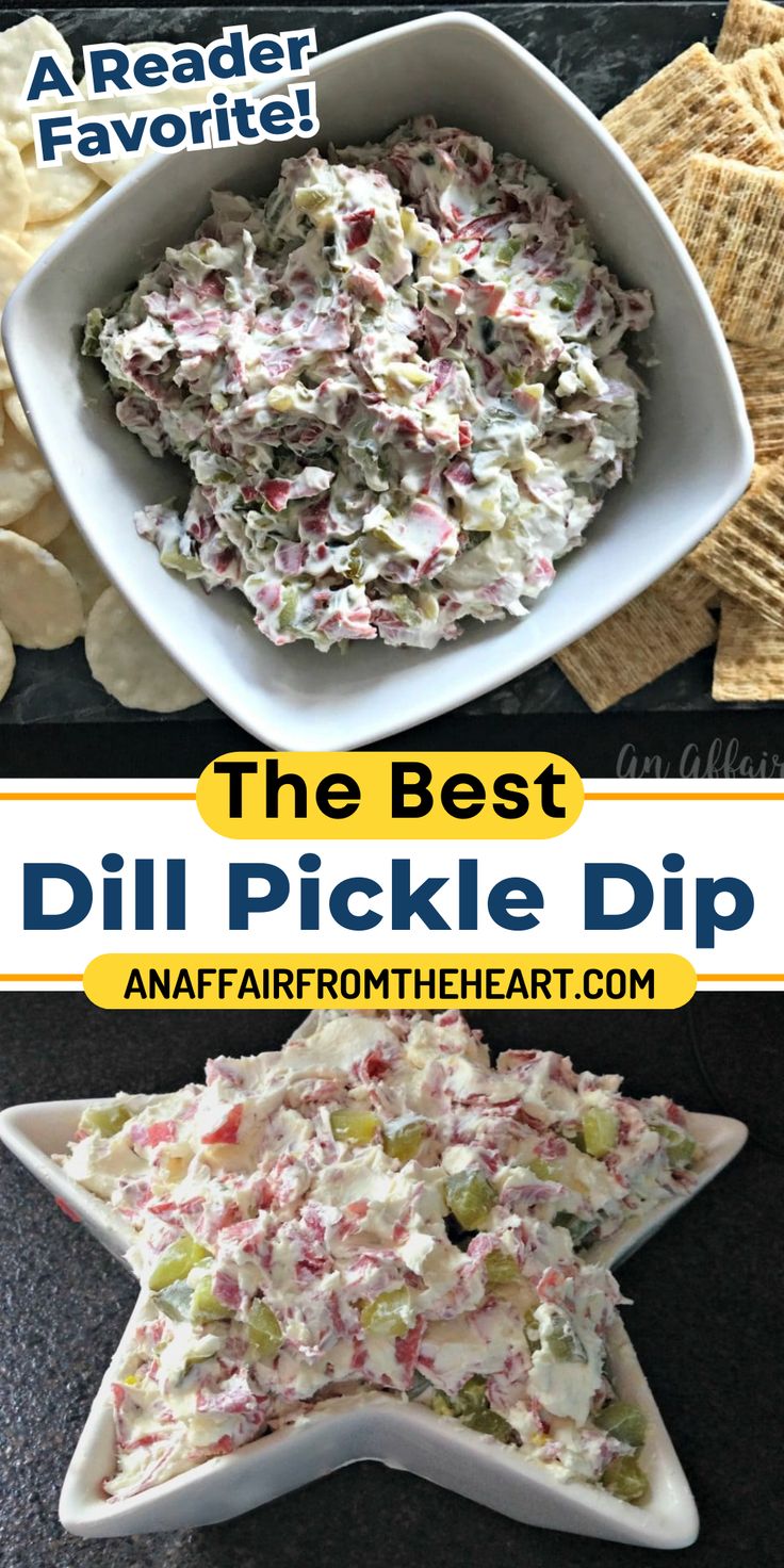 Dill pickle dip in a white, square serving bowl surrounded by crackers. Pickle Wrap Dip, Pickle Dip Recipe, Pickle Wraps, Pepperoni Dip, Dill Pickle Dip, Chips Dip, Pickle Dip, Dried Beef, Beef Dip