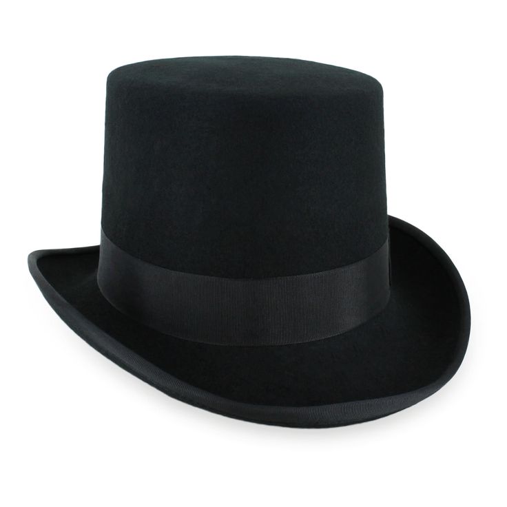 Featuring a classic coachman body with a flared brim and a squared crown, the Belfry Topper is made of 100% wool. This all-black top hat is finished with a sleek grosgrain ribbon band and bound brim edges for a high-end look that’s easy on the wallet. The Belfry Topper sports a removable feather and a fully lined interior. FEATURES Style: CoachmanMaterial: 100% Wool FeltDimensions: 5" Crown, 2" BrimBand: Grosgrain Ribbon Formal Black Costume Hats With Curved Brim, Black Formal Costume Hat With Curved Brim, Classic Fitted Fedora For Derby, Black High Crown Hat For Formal Occasions, Classic Solid Felt Hat With Flat Crown, Classic Black Winter Hat, Formal Curved Brim Top Hat For Fall, Formal Top Hat With Short Brim For Fall, Elegant Black Hat With Flat Crown