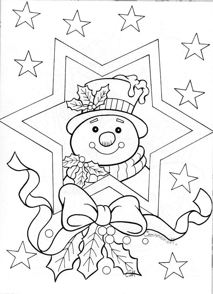 a coloring page with a teddy bear wearing a top hat and holly wreaths on it