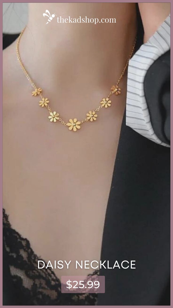 Visit us at www.thekadshop.com and get 15% off your first order ❤️ Daisy Necklace, First Order, Gold Plating, Types Of Metal, Diamond Necklace, Choker Necklace, 18k Gold, Chain Necklace, Daisy