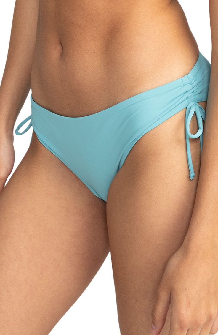 Take a trip to paradise in these solid hipster bikini bottoms with sassy side ties that create chic ruching. Side ties Moderate back coverage Lined 87% recycled nylon, 13% elastane Hand wash, line dry Imported Roxy, Maui, Take A, Paradise, Hand Wash, Take That, Nordstrom