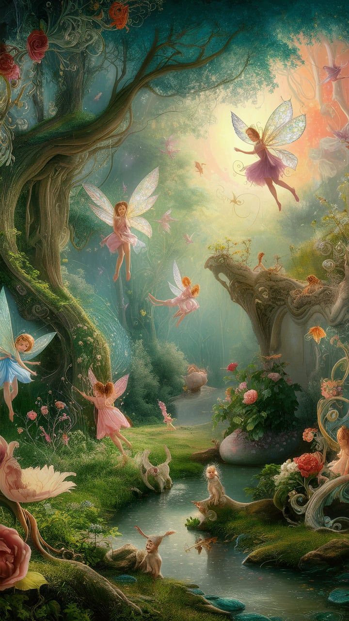 a painting of many different kinds of fairy