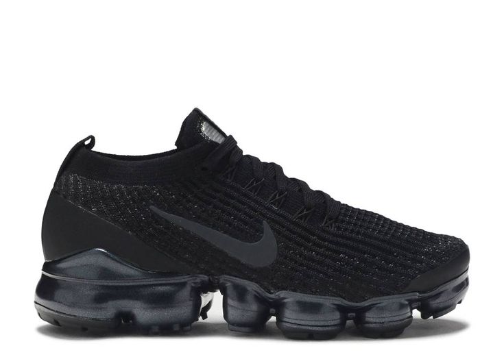 Wmns Air VaporMax Flyknit 3 'Triple Black' - Nike - AJ6910 002 - black/black-amthracite | Flight Club Black Nike Shoes Women, Nike Vapormax Women, Nike Air Vapormax Women, Nike Shox Shoes, All Black Nikes, Black Nike Sneakers, Shoes For School, Black Nike Shoes, Flight Club