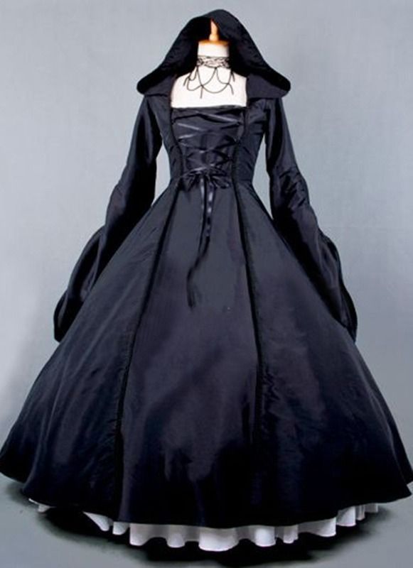 Black Retro Long Sleeve Gothic Victorian Dress Women Vampire Costume Halloween Party Dress Black Vampire Corset Dress For Halloween, Fitted Gothic Costume For Fall, Vintage Dresses For Halloween Cosplay, Black Vampire Style Corset Dress For Costume Party, Black Vampire Corset Dress For Costume Party, Fitted Corset Dress For Halloween Fancy Dress, Long Sleeve Corset Dress For Halloween Costume, Halloween Fancy Dress Corset Dress, Long Sleeve Corset Dress For Halloween