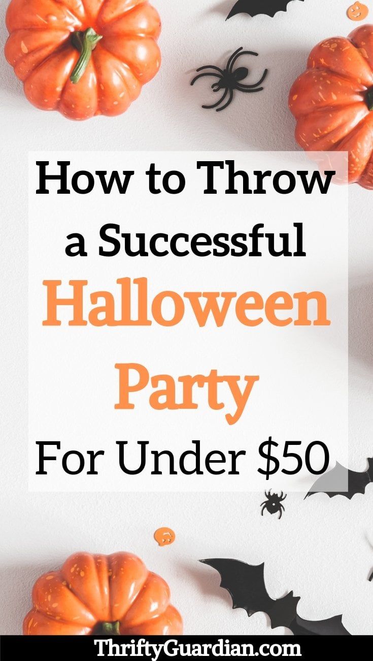 pumpkins and bats with the words how to throw a successful halloween party for under $ 50