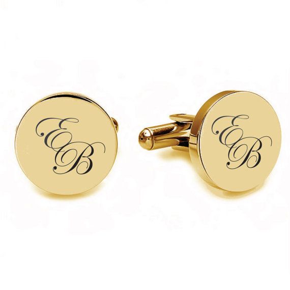 Personalized Gold Circle Cufflinks Custom by aandlengraving Elegant Engraved Gold Cufflinks, Elegant Gold Engraved Cufflinks, Formal Engraved Cufflinks, Adjustable Gold Cufflinks For Business, Personalized Gold Cuff Jewelry, Classic Personalized Jewelry For Business, Gold Polished Finish Cufflinks For Gift, Gold Jewelry For Father's Day Formal Events, Gold Jewelry For Father's Day Formal Occasions