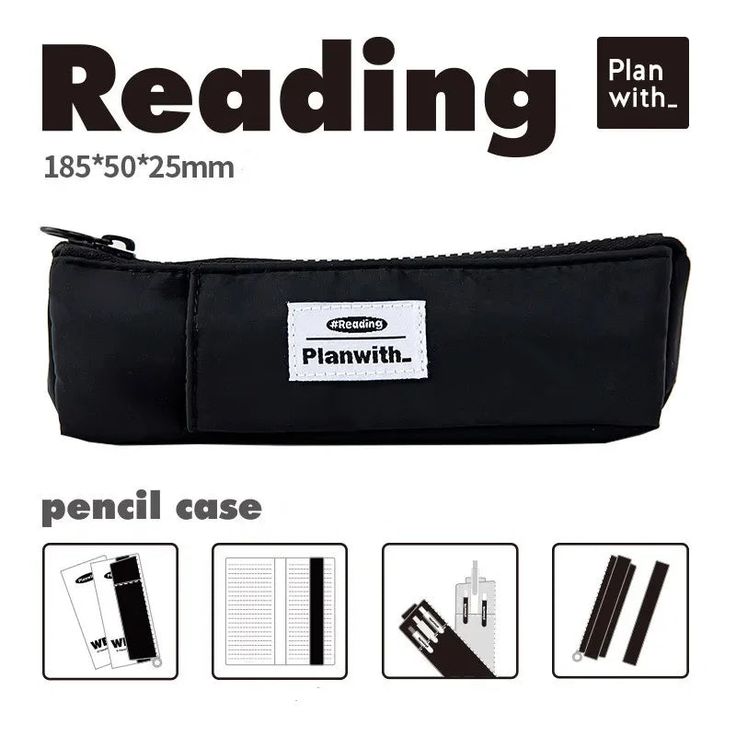 49426402410778 Black Pencil Case For School, Black Rectangular Pencil Case With Zipper, Black Rectangular Zipper Pencil Case, Portable Black Pencil Case For School, Black Pencil Case With Pen Holders For Everyday Use, Black Portable Pencil-shaped Pencil Case, Black Zipper Pencil Case For Personal Use, Portable Black Cases For School, Black School Cases With Pen Slots