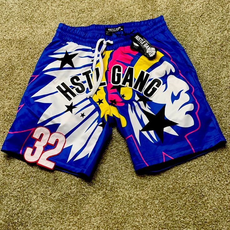 Hustle Gang Shorts Excellent Condition Size Small Blue Athletic Shorts With Built-in Shorts For Summer, Blue Athletic Shorts With Elastic Waistband For Beach Season, Blue Athletic Shorts For The Beach, Blue Sports Shorts For Summer, Stretch Blue Athletic Shorts For Beach Season, Blue Sports Bottoms For Beach Season, Blue Cotton Athletic Shorts For Beach, Blue Pants With Graphic Print For Spring, Sporty Blue Bottoms For Beach Season