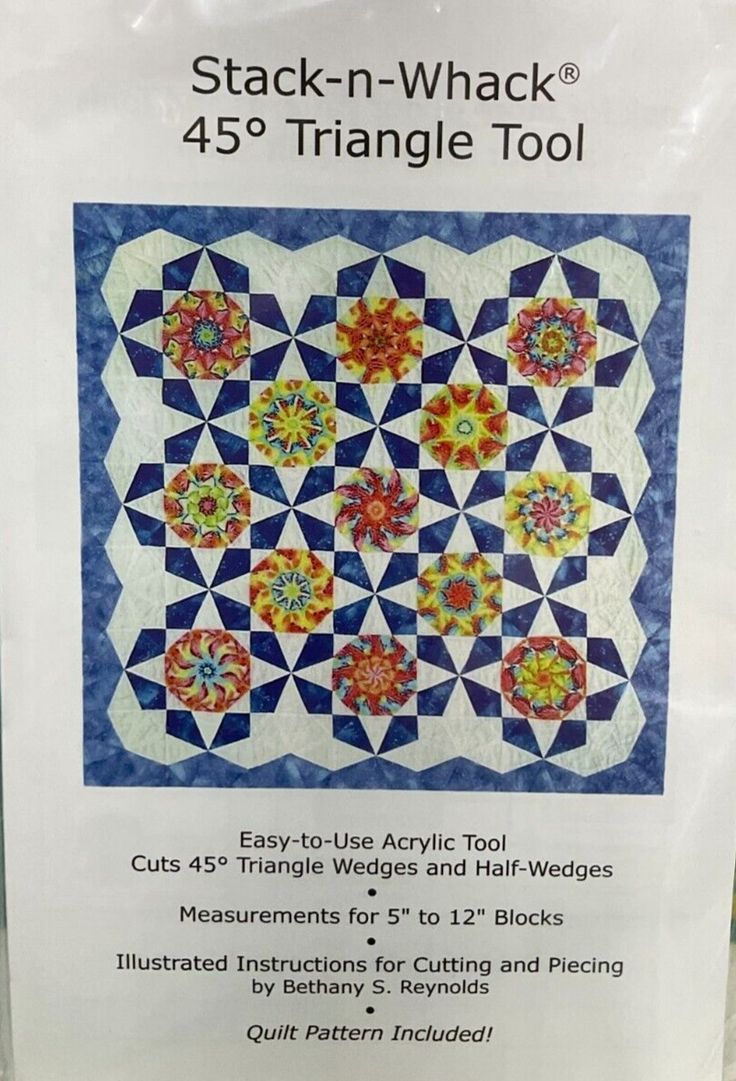 the instructions for stack - n - whack's 45 triangle tool quilt