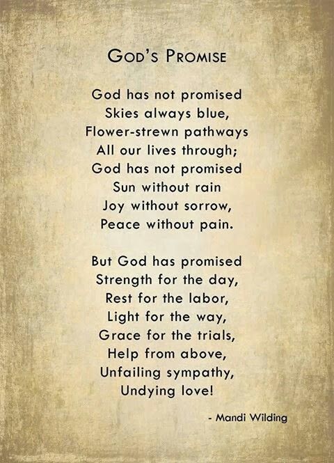 a poem written on parchment paper with the words god's promise