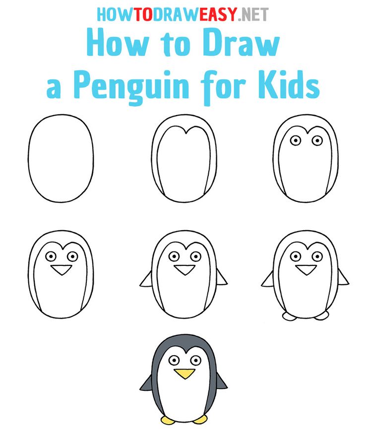 how to draw a penguin for kids with the title, how to draw a penguin for kids