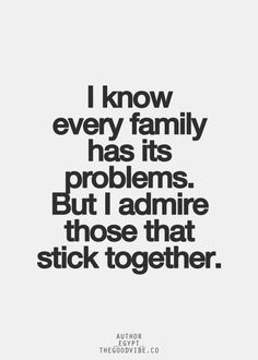 the quote i know every family has its problems but i admire those that stick together