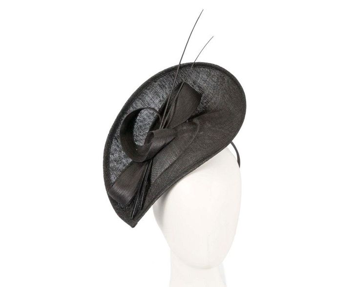 Stylish black fascinator decorated with silk abaca loops and two long feather sticks. Perfect choice for your next racing outfit.  Made in Australia  Unique design by Max Alexander  Real sinamay  Headband for easy wear Black Sinamay Fascinator For Wedding, Black Sinamay Fascinator For Kentucky Derby, Adjustable Sinamay Fascinator For Formal Occasions, Black Sinamay Hats For Races, Formal Sinamay Fascinator, Chic Sinamay Mini Hat For Evening, Adjustable Sinamay Fascinator For Events, Evening Sinamay Fascinator, Chic Formal Mini Sinamay Hats