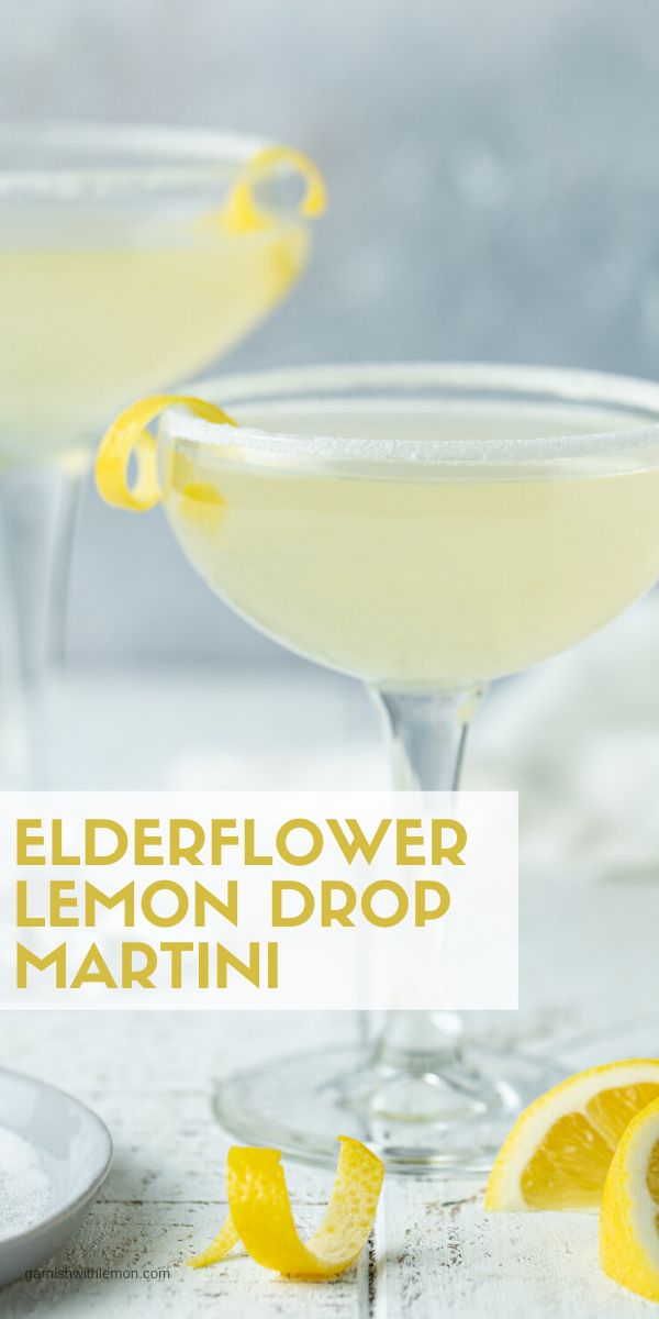 the elderflower lemon drop martini is served in coupe glasses