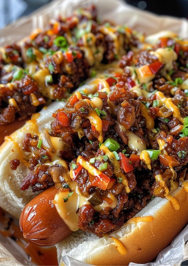 Street Hot Dog, Chili Recipe For Hot Dogs, Loaded Hot Dogs, Gourmet Chili, Chilli Cheese Dogs, Chili Cheese Hot Dog, Chilli Dogs, Street Food Business, Hot Dogs Recipes