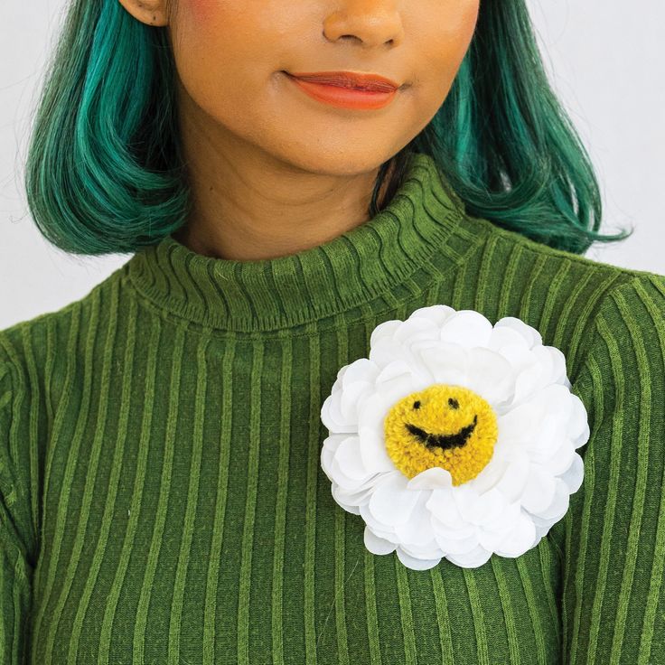 Smiley Daisy Brooch / Pink smiley face with white flower petal This brooch is like no other, it's carefully handcrafted with a combination of pom pom and artificial flower.  It will definitely give an additional cuteness to your outfit as well as spreading the good/positive vibes to people around you.  :) There may be some slight colour variation on the products as to what you see on your screen. However, we did our best to display as accurately as possible.   Please feel free to drop us a messa White Novelty Craft Supplies For Gifts, Novelty White Craft Supplies For Gifts, Cute White Brooch For Gift, Cute White Brooches For Gift, Cute White Brooches For Gifts, Novelty White Pins For Gifts, White Flower Pins For Gifts, White Flower Pins As Gifts, Whimsical White Craft Supplies For Gifts