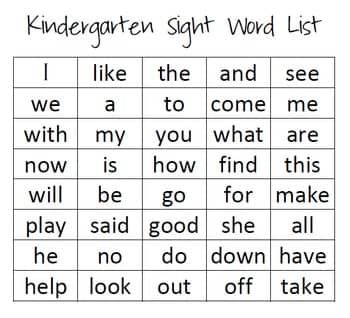 a printable sight word list for children to practice their sight words and read them