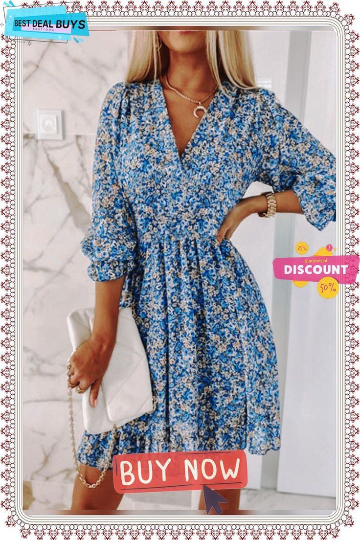 Waist Pullover Bohemian Print Short Sleeve Floral Dress Spring Patterned V-neck Boho Dress, Casual Long Sleeve Printed Dress, Casual Boho Dress With Floral Print For Day Out, Casual Boho Dress With Boho Print For Spring, Blue Non-stretch Bohemian Midi Dress, Blue Bohemian Non-stretch Midi Dress, Fall Boho V-neck Dress With Floral Print, Bohemian Blue Non-stretch Midi Dress, Fall Floral Print V-neck Boho Dress