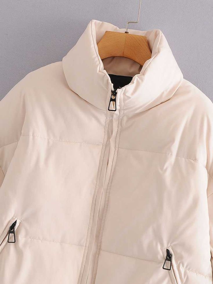 High Collar Oversized Puffy Puffer Bomber Jacket Padded White Puffer Jacket, Short Puffer Jacket, White Puffer, Maxi Dresses Fall, Velvet Midi Dress, Fall Winter Dresses, Cowl Neck Dress, Padded Coat, Mid Length Dresses