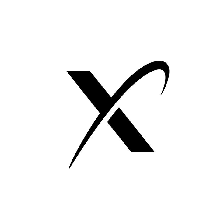 a black and white logo with the letter x