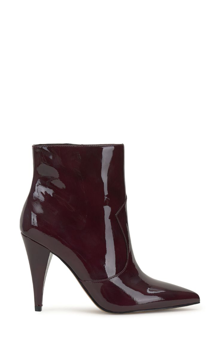 A pointy toe and tapered heel balance a striking bootie that will be a staple in your trendsetting wardrobe. 3 1/2" heel (size 8.5) 4 1/2" shaft Leather upper/synthetic lining/rubber sole Imported Fall Heeled Boots For Night Out With 4-inch Heel, Workwear Ankle Boots With 4-inch Heel, Formal Fall Heeled Boots With 4-inch Heel, Chic Snip Toe Heels For Fall, Pointed Toe Boots For Fall Workwear, Ankle Heeled Boots For Workwear With 4-inch Heel, Chic Fall Snip Toe Heels, Fitted Heeled Boots With Sculpted Heel For Fall, Formal Fitted Heeled Boots With Stacked Heel