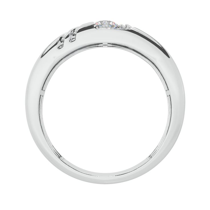 Perfect for a wedding day, anniversary or "just because" solitaire band. A simple look that features a single round lab grown diamond totaling 1/2 carat with I-J color and VS-SI clarity. The half channel set solitaire give it just the right light refraction, while the 2.5mm height* and 4.8mm width* provide a simple comfortable fit. The Sku number is 455296 IL Certificate available upon request. Modern Channel Set Diamond Promise Ring, Promise Diamond Ring With Channel Set Round Band, 14k White Gold Diamond Ring With Tension Setting, Channel Set Diamond Ring With Round Band, Classic Promise Ring With Channel Set, Classic Promise Rings With Channel Set, Diamond Rings With Channel Set Round Band, Timeless Rings With Tension Setting And Round Stone, Timeless Rings With Tension Setting