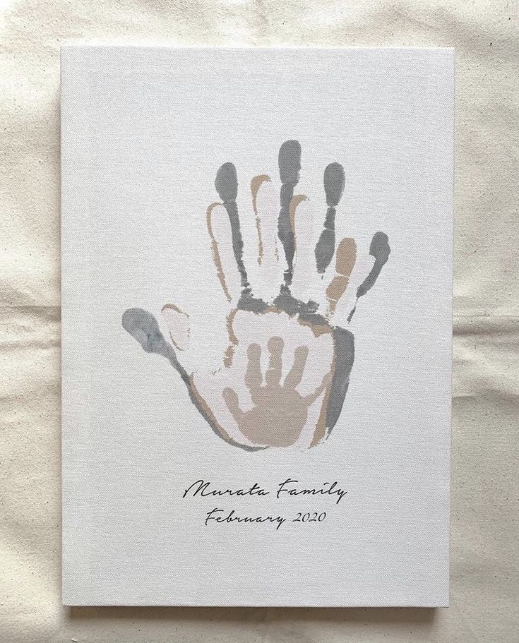 a hand print on a white card with the words namba family written in it