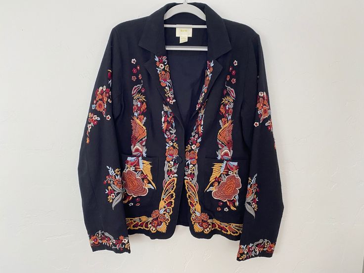 Embroidered cotton jacket Embroidered Long-sleeve Cotton Blazer, Casual Embroidered Cotton Outerwear, Embroidered Long Sleeve Cotton Blazer, Casual Embroidered Blazer For Fall, Casual Embroidered Long Sleeve Blazer, Casual Embroidered Blazer With Long Sleeves, Embroidered Cotton Long Sleeve Blazer, Embroidered Cotton Blazer With Long Sleeves, Embroidered Cotton Outerwear For Work