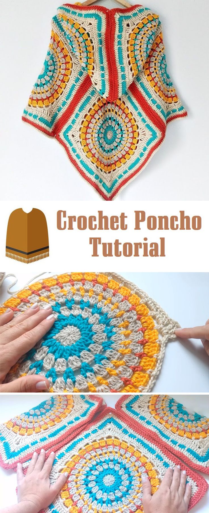 the crochet poncho is being worked on by someone using this technique