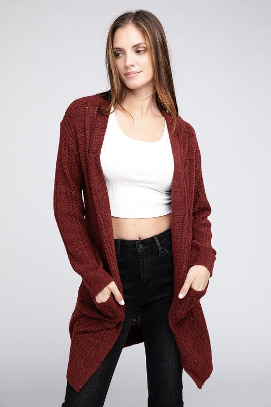 This long, knit cardigan will keep you cozy and stylish all season long. Whether you're lounging at home or have plans to head out, this is your go-to layering piece for effortless style and unparalleled comfort. Stay warm, stay chicModel is wearing a Small. Model Specs, Height: 5'9", Bust: 35B, Waist: 24", Hips: 34"Fabric Contents: 65% Acrylic, 35% Polyester, Stretch fabric, Non-sheer fabricCare Instructions: Machine wash cold, gentle cycle, tumble dry low. Size Measurement (inch): S: 22.5 (Bus China Style, Cardigan With Pockets, Wrap Jacket, Boutique Fashion, Poncho Sweater, Shoes With Jeans, China Fashion, Open Front Cardigan, Sheer Fabrics