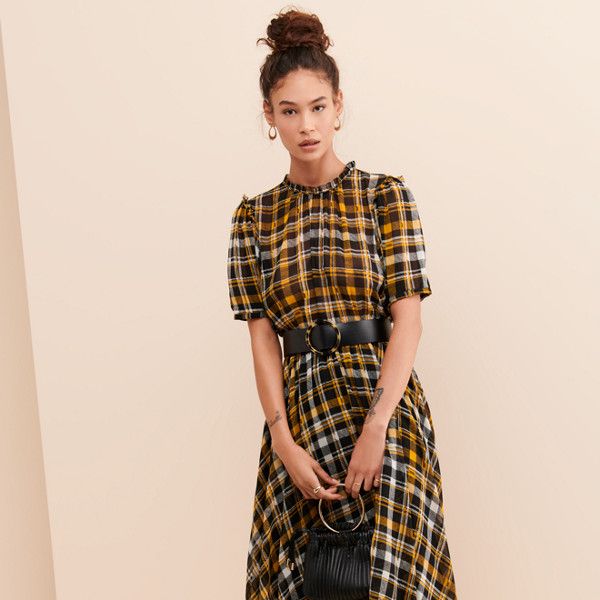 Modern Dresses For Fall Daywear, Modern Fall Dress For Daywear, Modern Fall Daywear Dress, Classic Fall Midi Dress For Work, Modern Fall Workwear Dresses, Structured Business Dresses For Fall, Modern Evening Midi Dress For Fall, Tailored Midi Dress For Fall, Tailored Business Casual Dresses For Fall