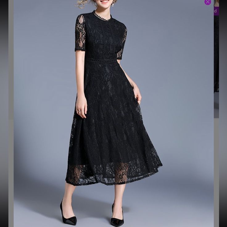 New! Without Tags No Defects Never Worn Beautiful Black Lining Gorgeous Black Lace Overlay Very Classy Look See Pictures Bundle 3 Or More Items And Get Free Shipping! Be Sure To Check Out My Other Listings! Thanks For Stopping By