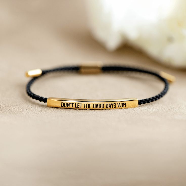 DESCRIPTIONThis motivational tube bracelet bears the engraved mantra, "Don't let the hard days win." This bracelet goes beyond mere adornment; it's a heartfelt gesture meant to provide a daily dose of motivation and resilience. As you wear it, you'll find the courage to face adversity head-on and refuse to succumb to the challenges life throws your way. Whether presented on special occasions or as a spontaneous gesture of support, this bracelet carries a profound message. It embodies an unwaveri Pray Through It, Pray On It, Motivational Bracelets, Tube Bracelet, Empowering Words, Remember Who You Are, Hard Days, Halloween Sale, Premium Gift