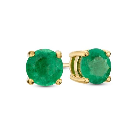 Simple and chic, these gemstone stud earrings add color to any style. Fashioned in warm 10K gold, each earring showcases a 6.0mm verdant-green emerald solitaire. Polished to a bright shine, these post earrings secure comfortably with friction backs. Emerald Gold Earrings, Verdant Green, Solitaire Studs, Gemstone Stud Earrings, Jewelry Lookbook, Gemstone Studs, Emerald Earrings, I Love Jewelry, Green Emerald