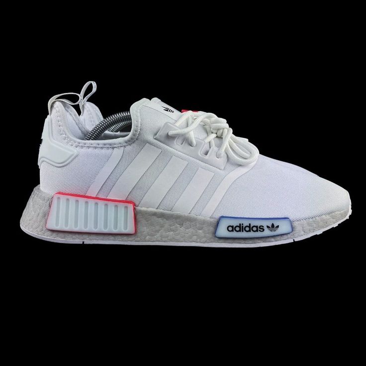 Adidas Men's Nmd_r1 Cloud White Grey Red Blue Shoes Gx9525 Sizes 11.5 - 13 New With Box. Follow Us! We List Lots Of New Shoes And Athletic Wear Daily! We Package All Items Carefully And Box Ship Asap. Adidas Dynamic White Sneakers, Adidas White Dynamic Sneakers, Dynamic White Adidas Running Shoes, American Football Cleats, Adidas Yung-96, Gold Basketball Shoes, Adidas Cleats, Road Cycling Shoes, Adidas Supernova